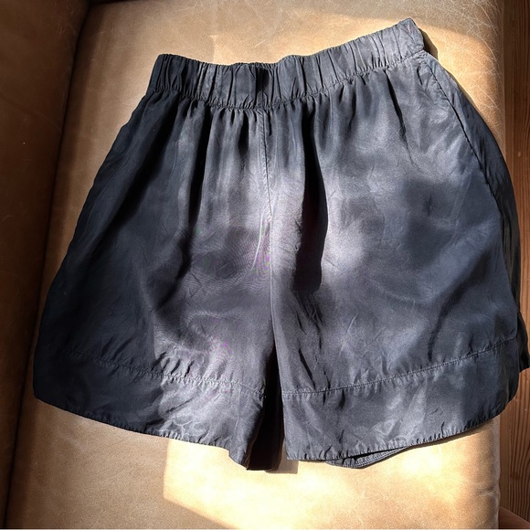 COS black silky cupro shorts small / medium minimal loose flowy lounge luxury - Picture 1 of 10